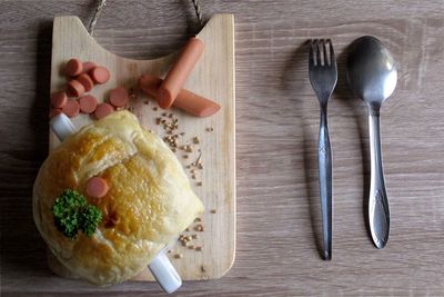 High angle view of food on table