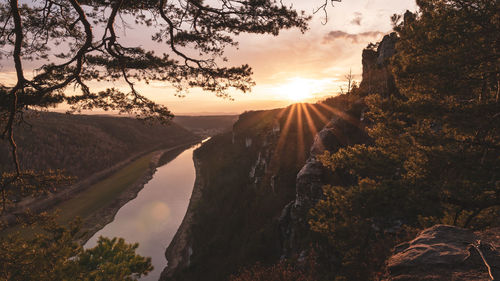 Scenic view of landscape against sky during sunset