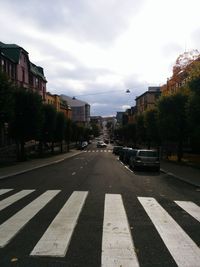 View of city street at dusk