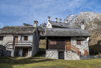 Low angle view of old building against sky