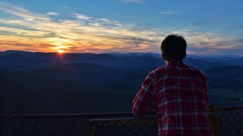 Scenic view of mountains during sunset