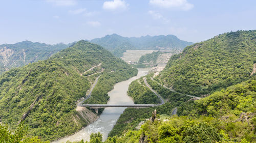 Ravi river flowing through the mountains, ranjit sagar dam, thein dam