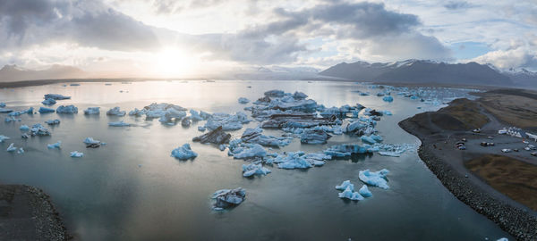 High angle view of boats in sea