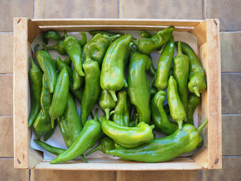 Close-up of green chili peppers