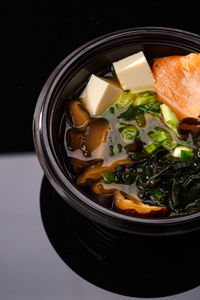 High angle view of meal served in bowl