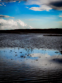 Scenic view of lake against sky