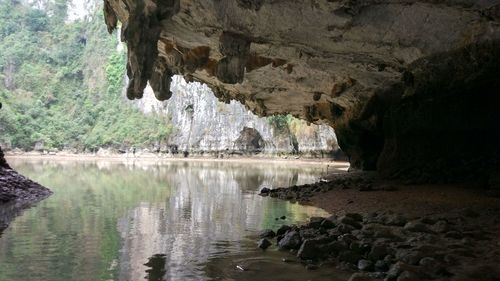 Scenic view of lake and rock formation