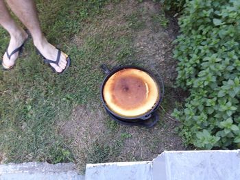 High angle view of coffee cup