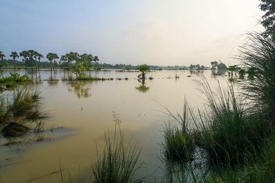 Scenic view of lake against sky