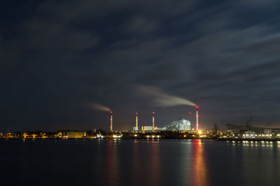 Illuminated city at night