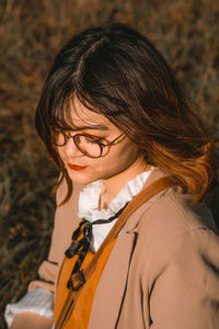 Close-up of woman in eyeglasses