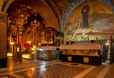 Illuminated cathedral in temple