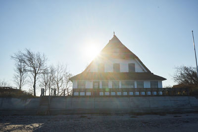 Low angle view of building against clear sky