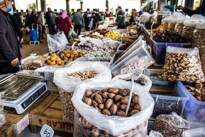 High angle view of food for sale