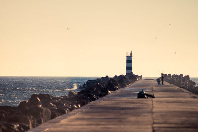 Scenic view of sea against clear sky