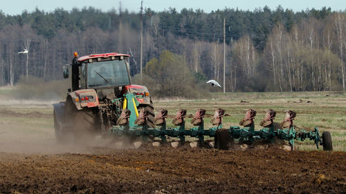 View of tractor on field