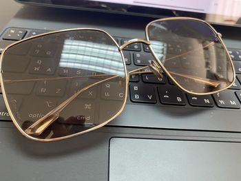 Close-up of laptop on table