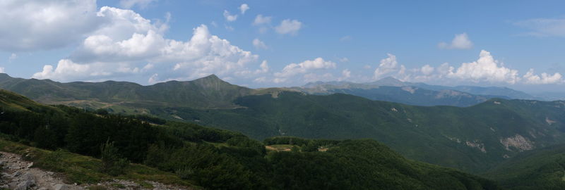 Panoramic view of mountains against sky