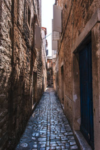 Narrow alley amidst buildings in city