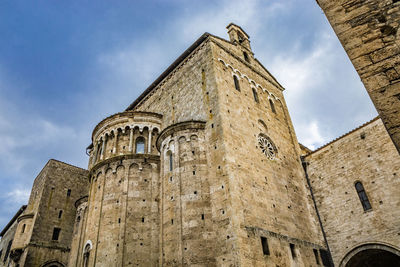 Low angle view of old building against sky