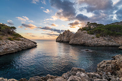 Scenic view of sea against sky during sunset