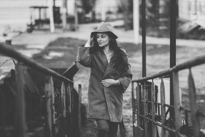 Woman walking outdoors