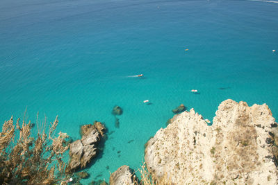 High angle view of rocks on beach