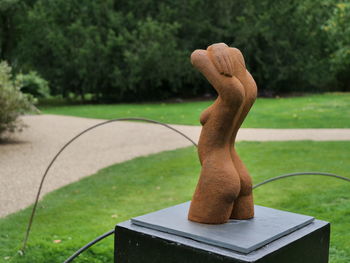 Close-up of metal sculpture in park