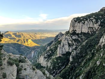 Scenic view of mountains against sky, montserrat 