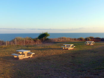 Scenic view of landscape against clear sky