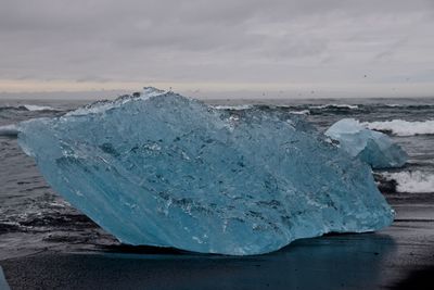 Frozen sea against sky