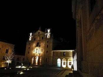 View of illuminated cathedral at night