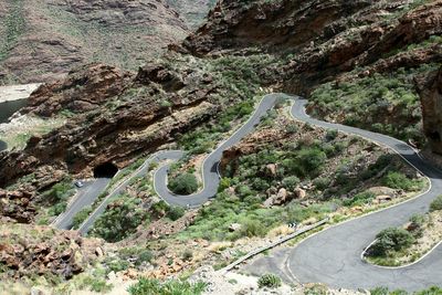 High angle view of winding road