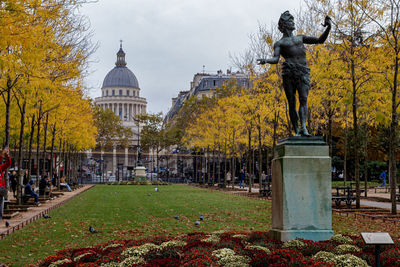 Low angle view of statue in park