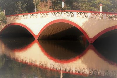 Arch bridge over lake