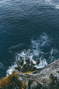 High angle view of rocky beach