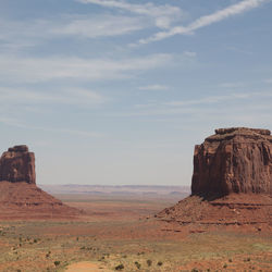 Rock formations in desert against sky