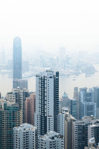 International finance centre amidst buildings in city against sky