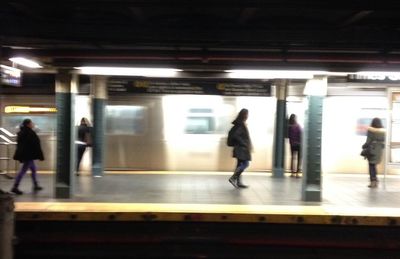 Blurred motion of subway train