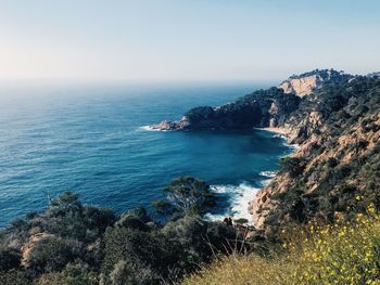 Scenic view of sea against clear sky