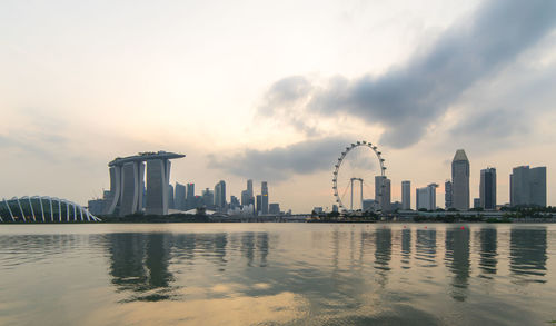 City skyline with river in background