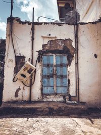 Closed door of abandoned building