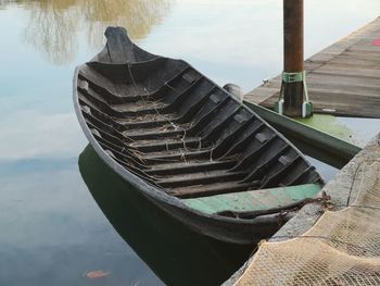 High angle view of boats on lake