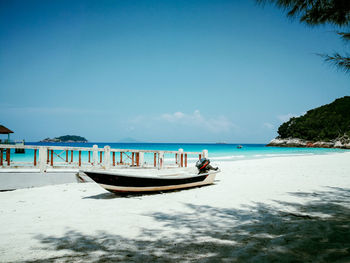 Scenic view of beach against clear sky