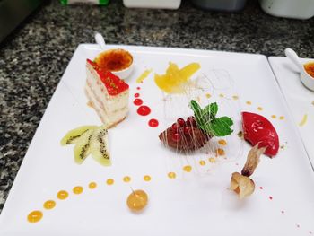 High angle view of food on plate