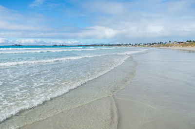 Scenic view of beach against sky