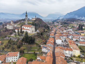 High angle view of townscape against sky