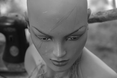 Close-up portrait of a mannequin