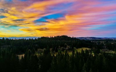 Panoramic view of landscape against sky during sunset