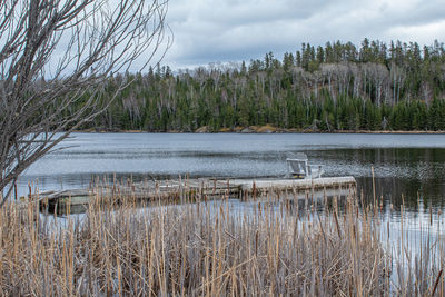 Scenic view of lake against sky